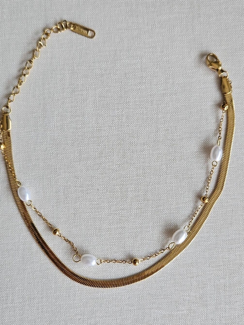 Neesa Çelik Çoklu İtalyan Zincir İnci Halhal