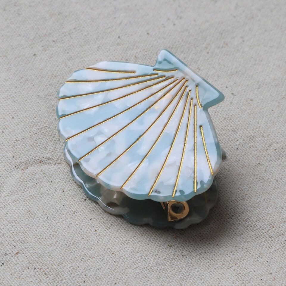 Neesa Midye Model Gold Detaylı Mandal TokaMavi