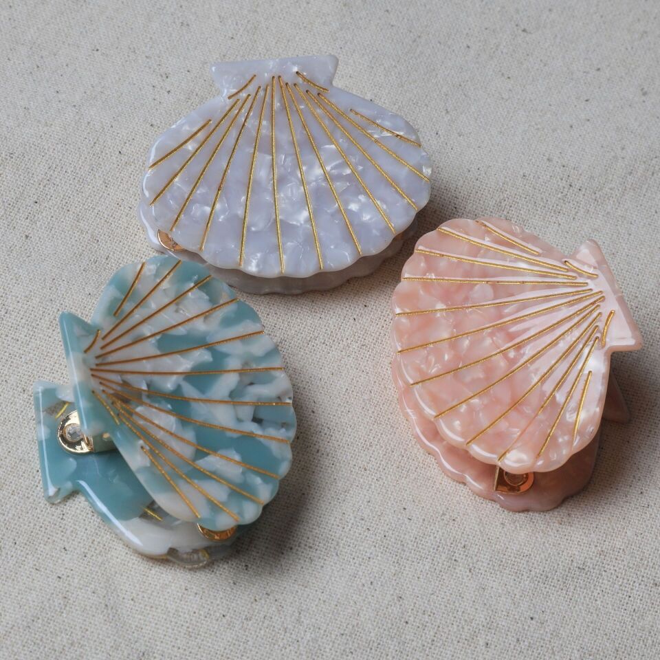 Neesa Midye Model Gold Detaylı Mandal TokaMavi