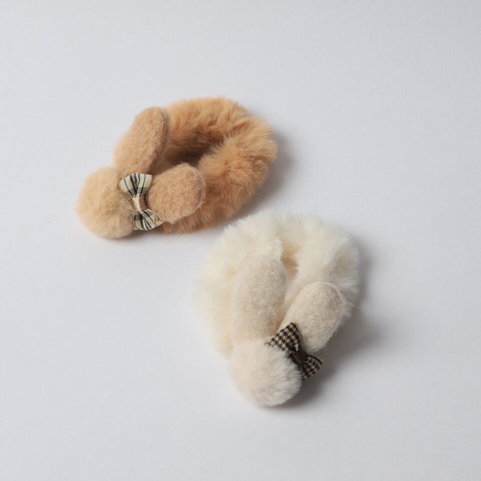 Neesa Tüylü Peluş Tavşan Kulak Figürlü Fiyon Detaylı Çocuk Simit TokaKrem