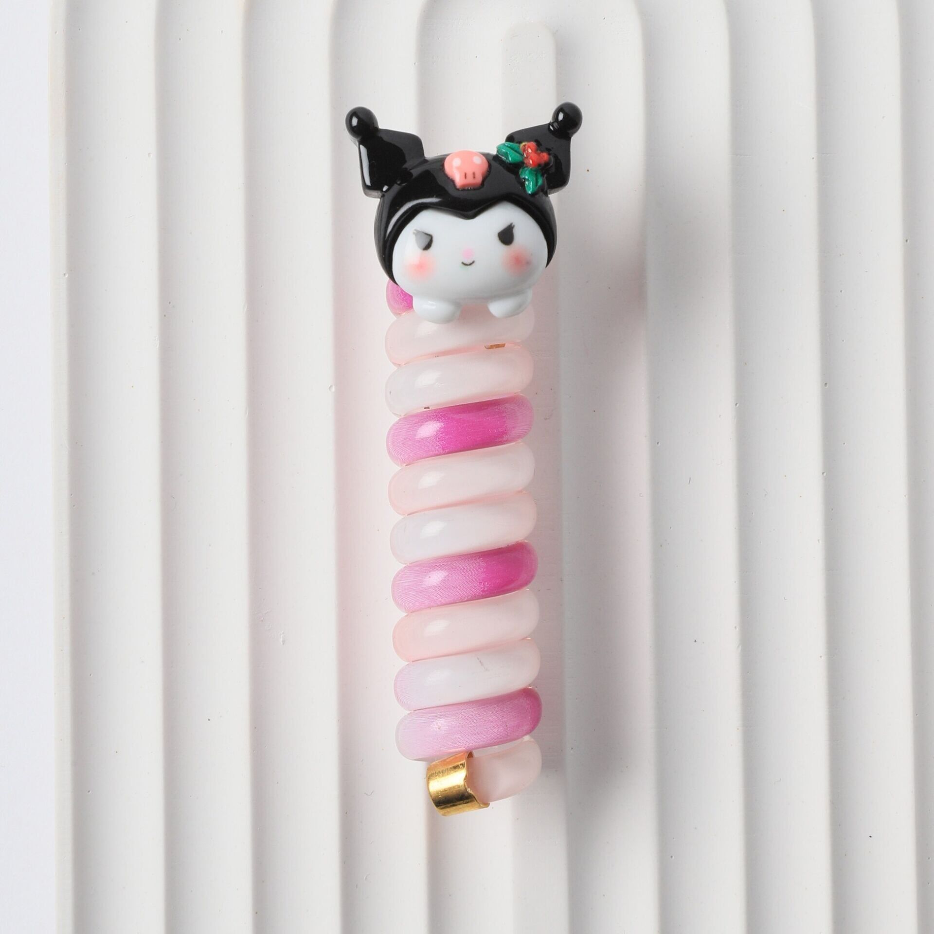 Neesa Burgu Yaylı Saç Tokası Çizgi KarakterSiyah 2