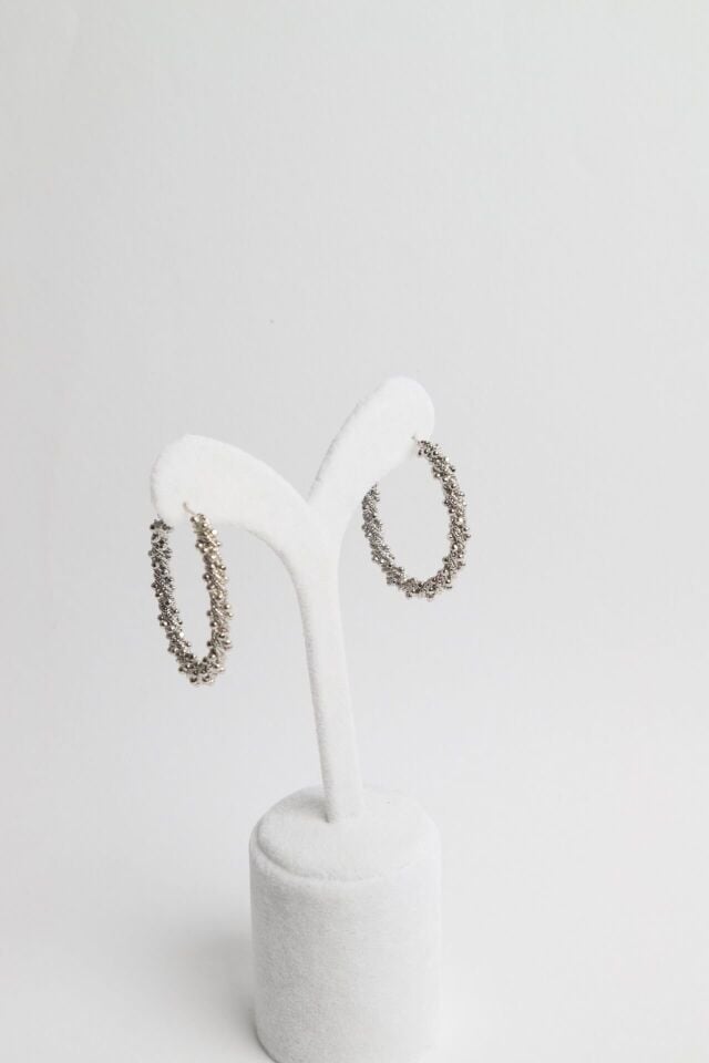 Neesa VIP Burgulu Topçuklu Halka Silver Küpe 4 CmSilver