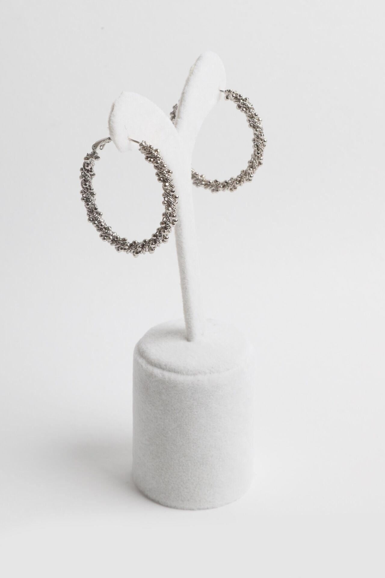 Neesa VIP Burgulu Topçuklu Halka Silver Küpe 4 CmSilver