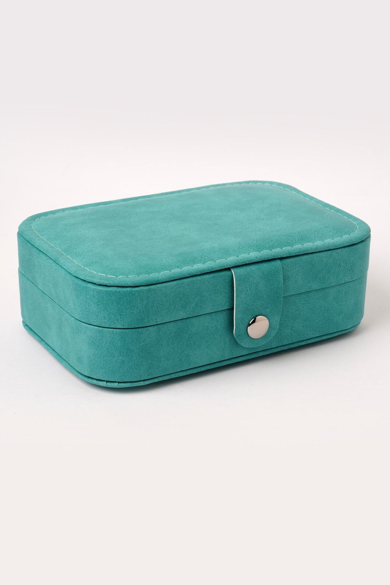 Neesa Suni Deri Dikdörtgen Takı Çantası 16x11x5cmYeşil