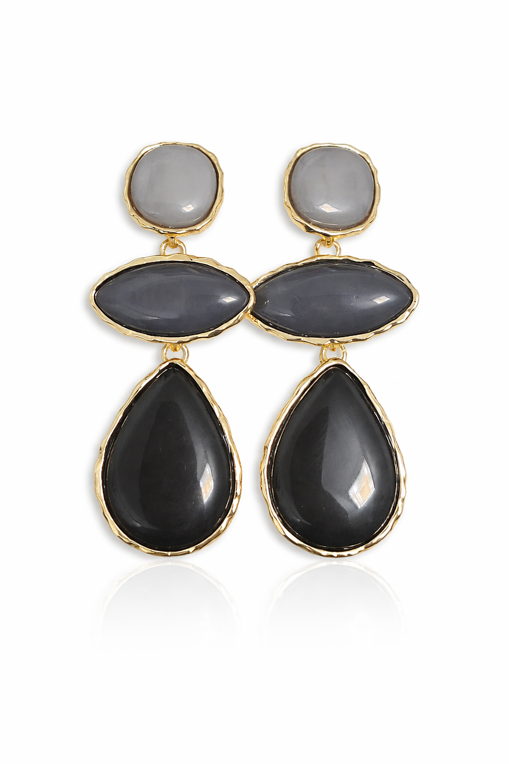 Neesa Zra Küpe Gri-Siyah