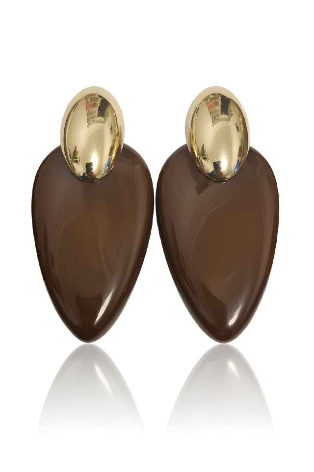 Neesa Zra Küpe Gold-Kahve