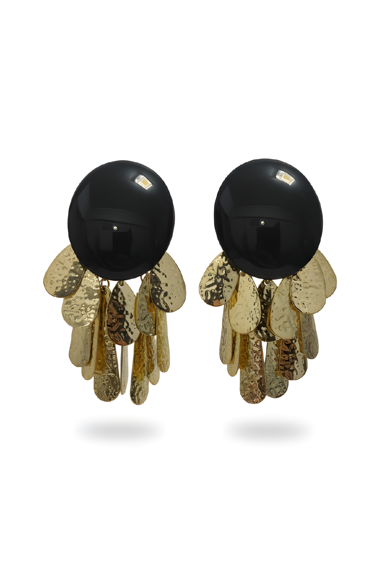 Neesa Zra Küpe Pullu Gold-Siyah