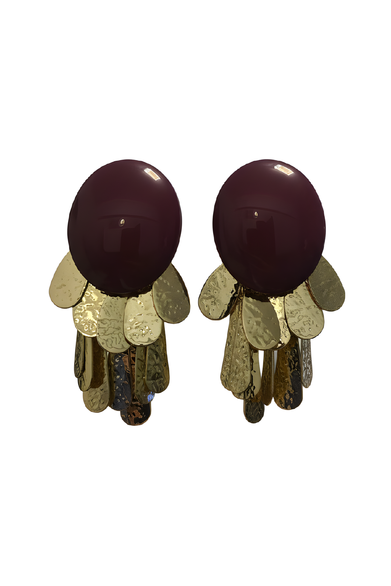 Neesa Zra Küpe Pullu Gold-Bordo