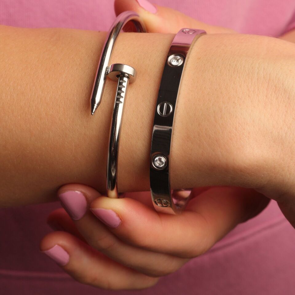 Çelik Kelepçe Çivi Model SadeGece Mavisi Silver