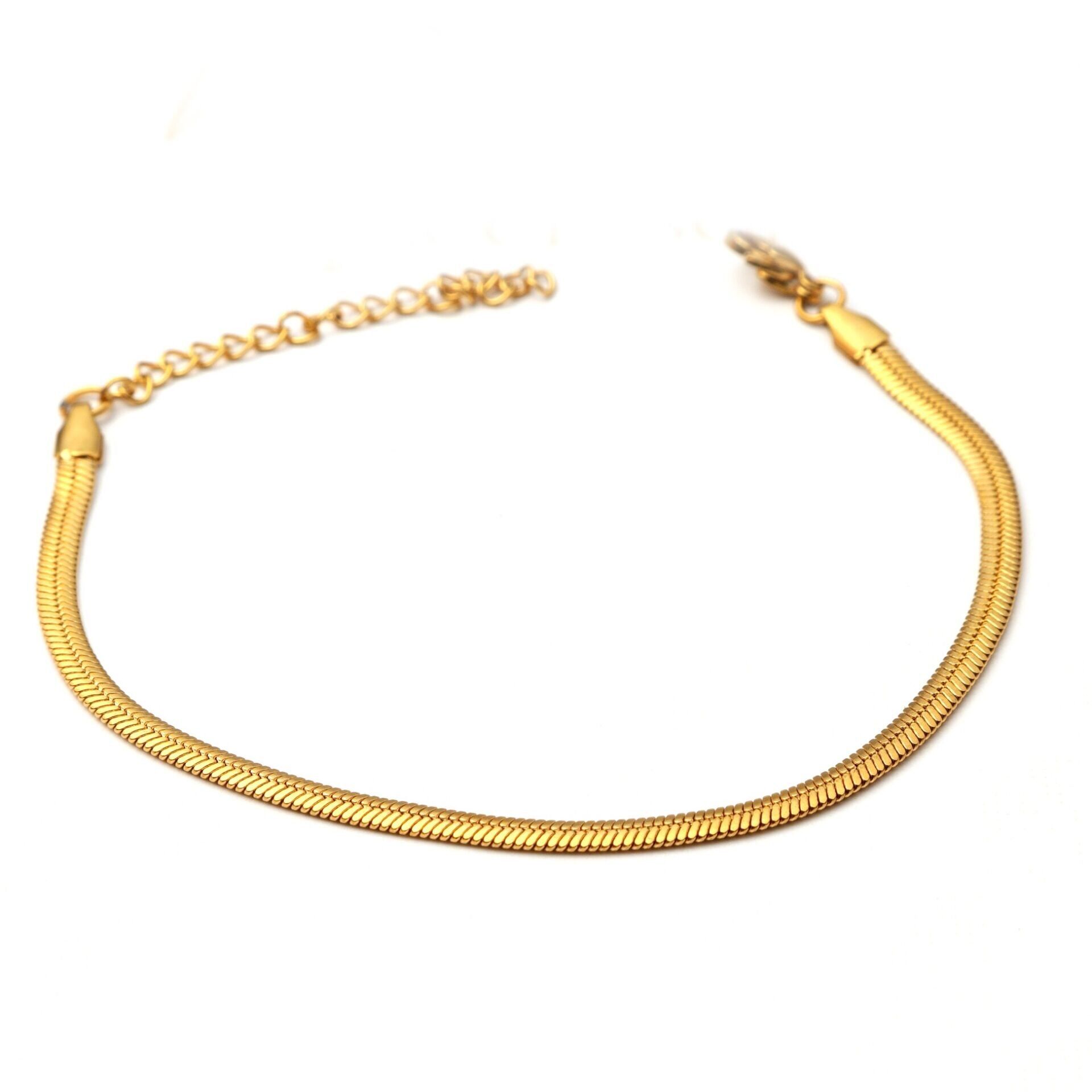 İtalyan Zincir Çelik Bileklik 19+5.5 CmGold Gold