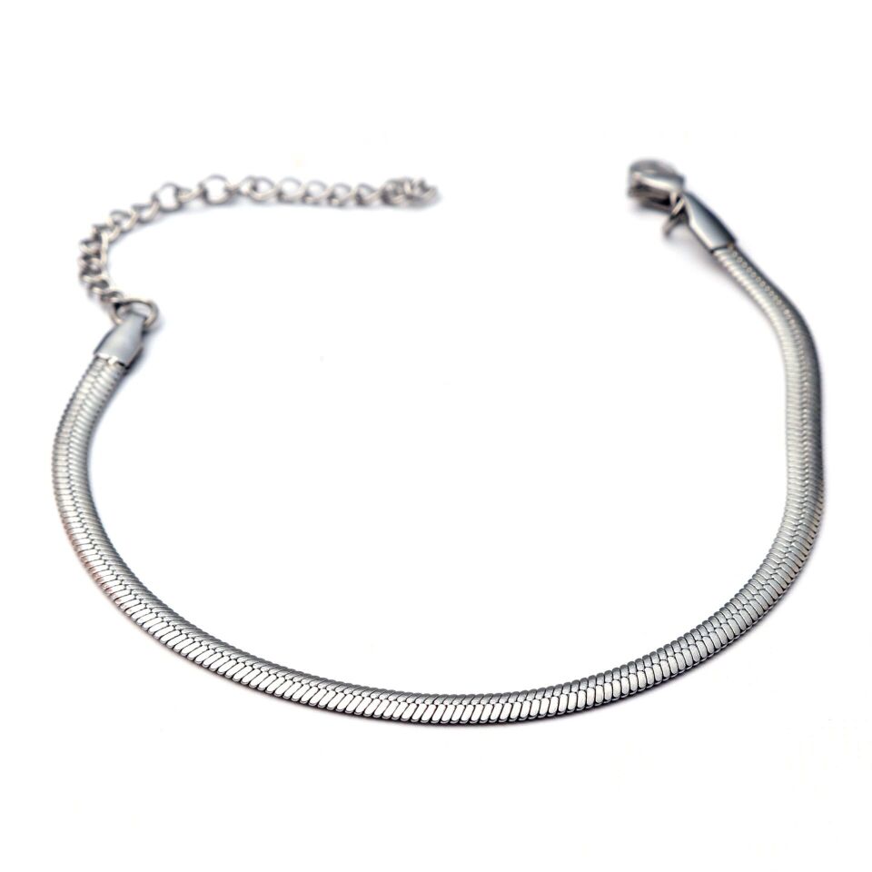 İtalyan Zincir Çelik Bileklik 19+5.5 CmGold Silver