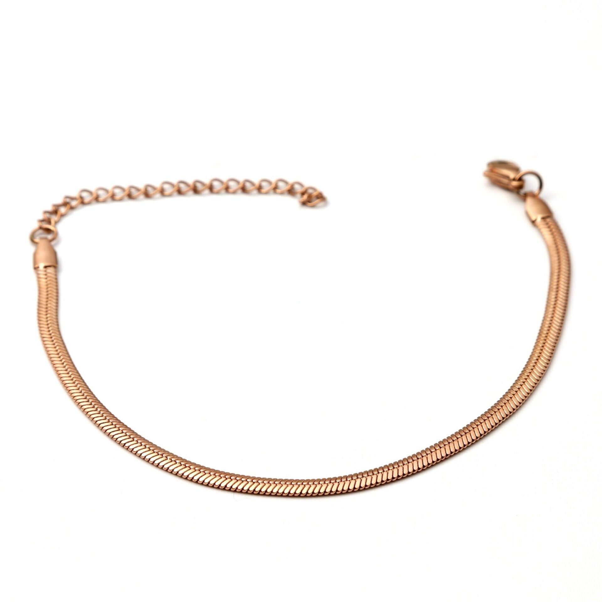İtalyan Zincir Çelik Bileklik 19+5.5 CmGold Rose Gold