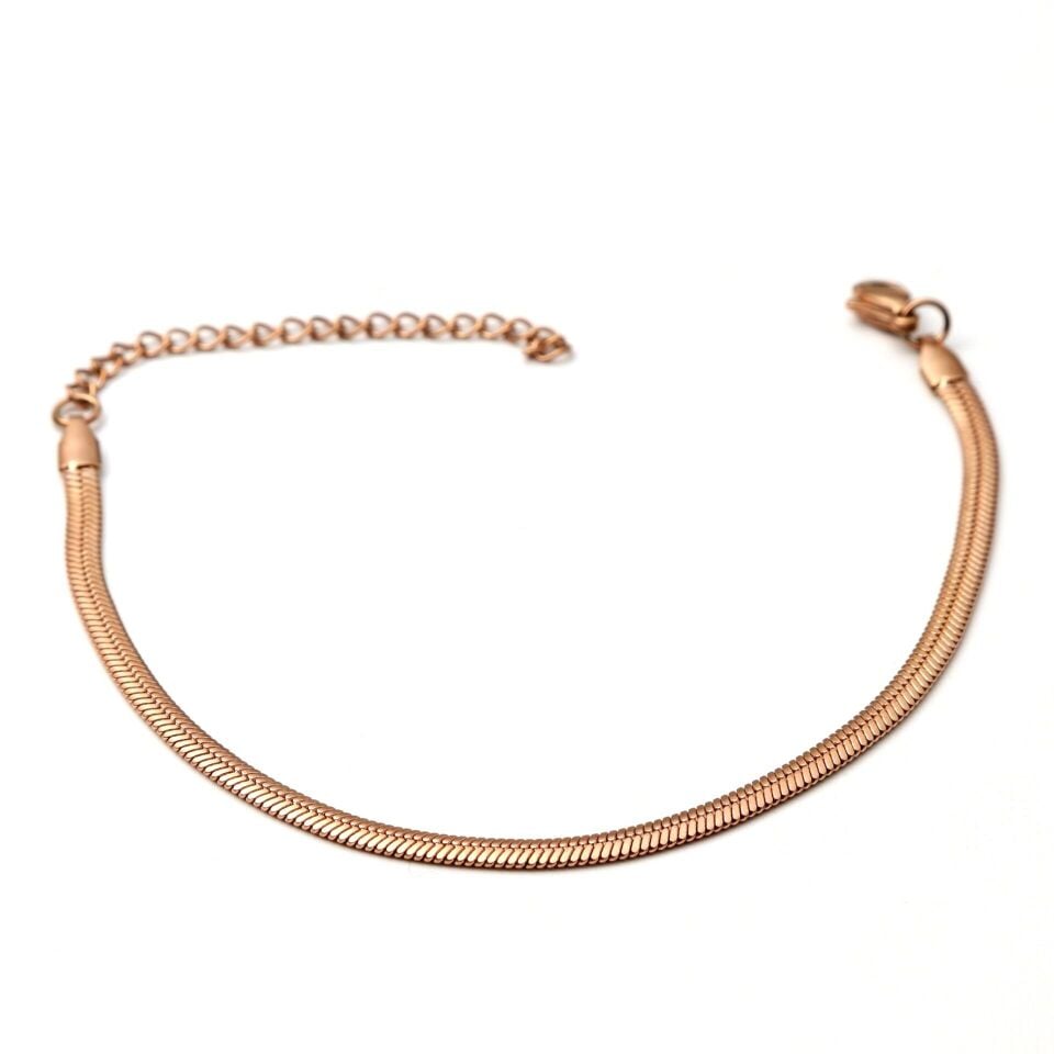 İtalyan Zincir Çelik Bileklik 19+5.5 CmGold Rose Gold