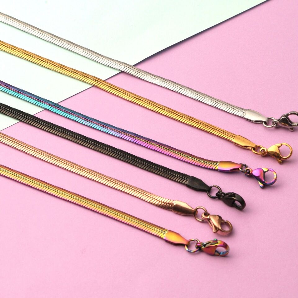 İtalyan Zincir Çelik Bileklik 19+5.5 CmGold Rose Gold