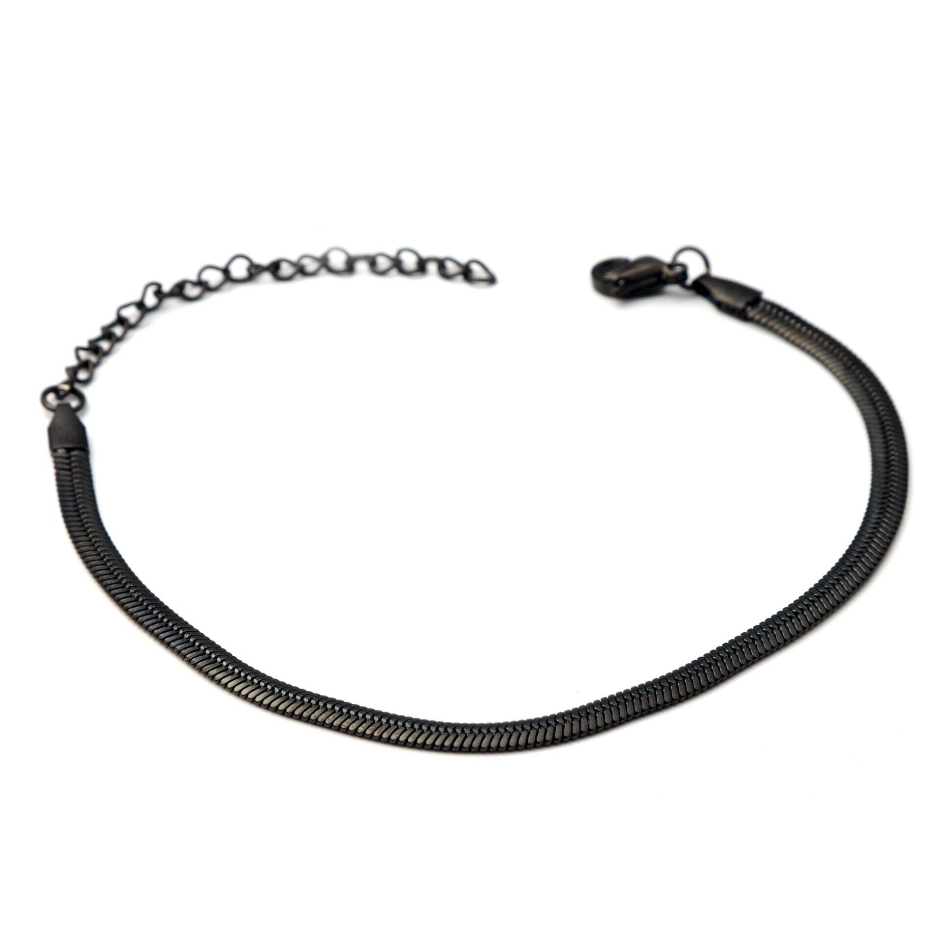 İtalyan Zincir Çelik Bileklik 19+5.5 CmGold Siyah