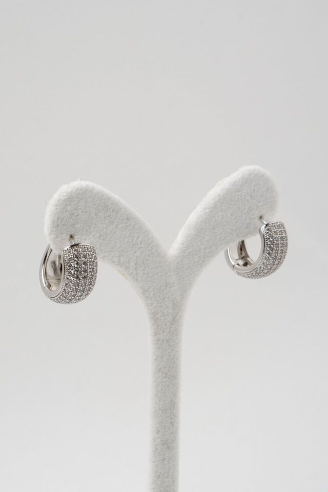 Neesa VIP Silver Zirkon Taşlı Halka KüpeSilver