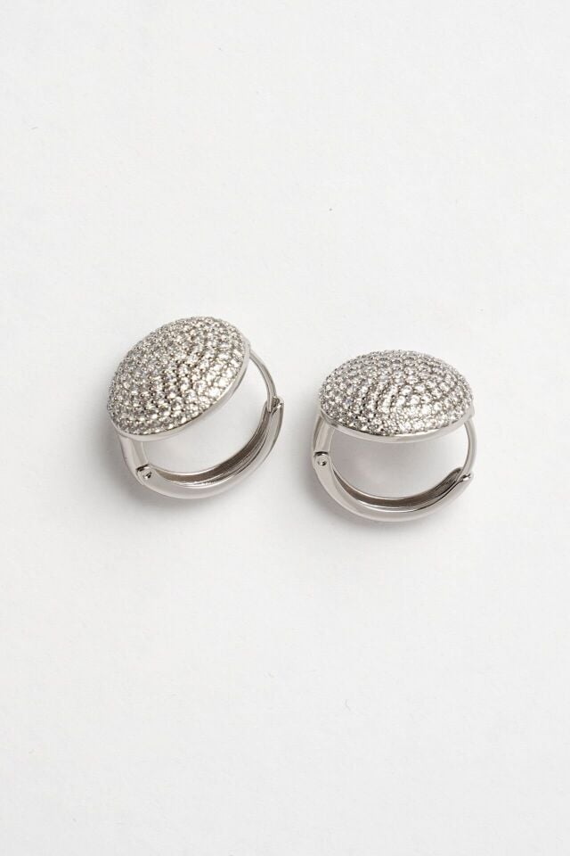 Neesa VIP Silver Zirkon Taşlı Halka KüpeSilver