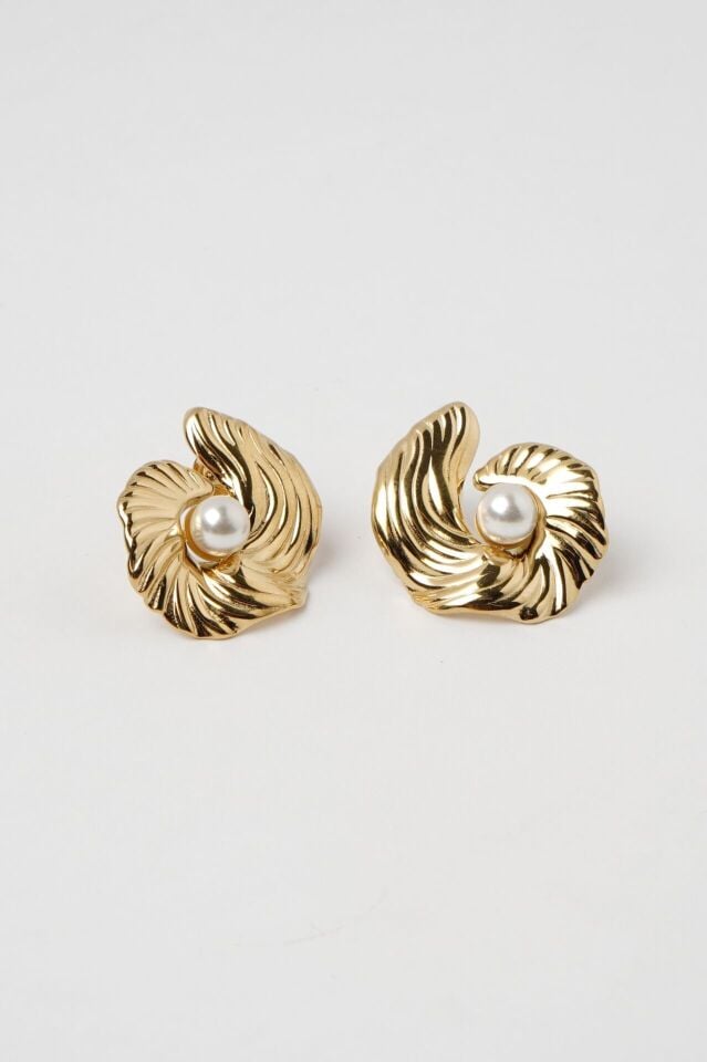 Neesa Çelik Çiçek Gold KüpeGold