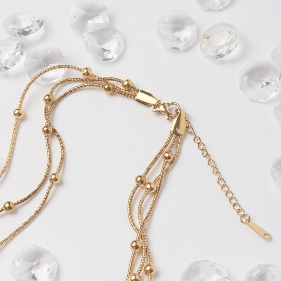 Neesa Çelik TOPÇUK MODEL ÇOKLU KOLYE 40+5cm Gold