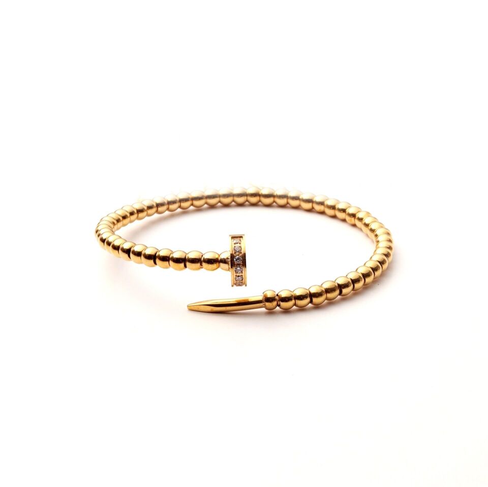 Çelik Topçuk Çivi Model Kelepçe TaşlıGold