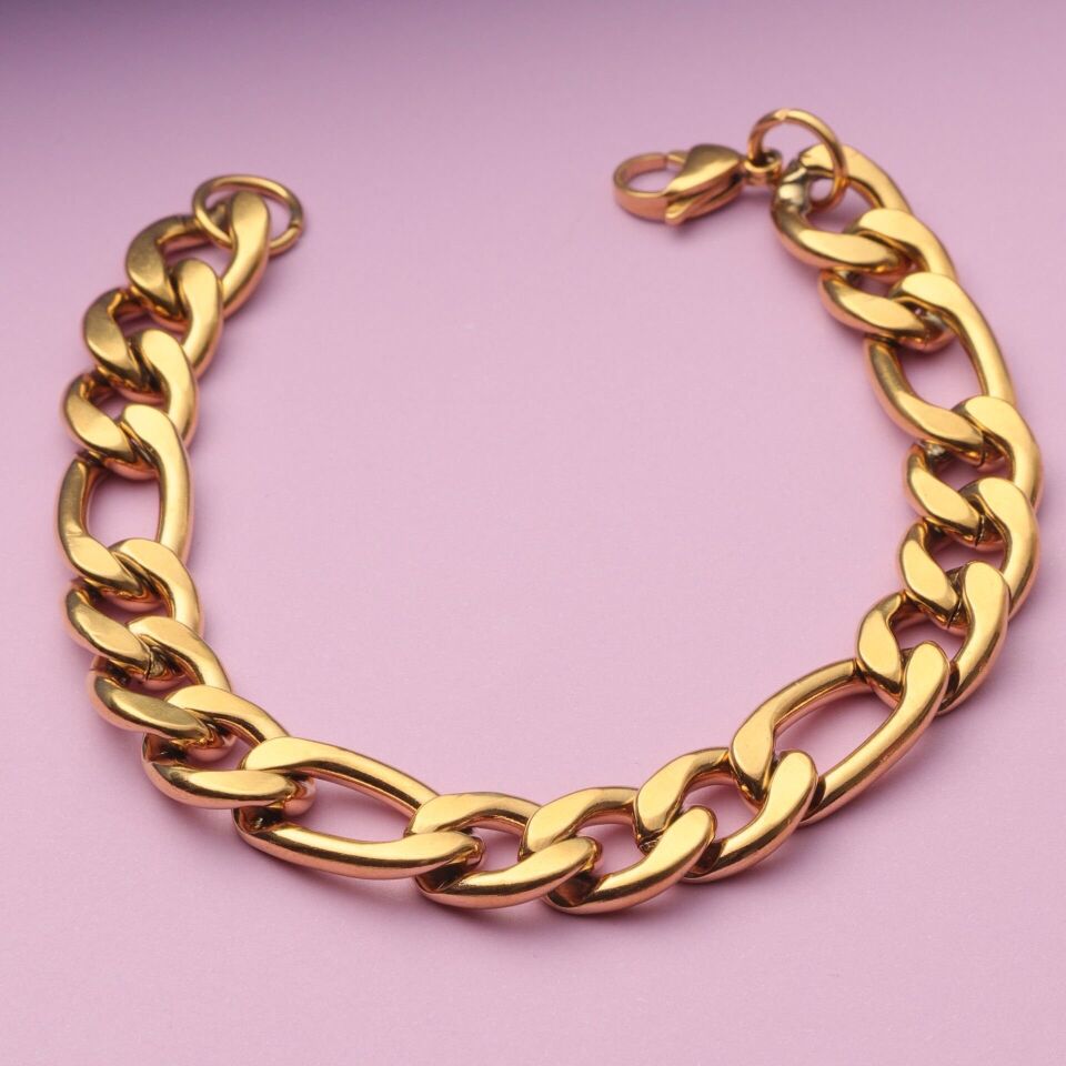 Çelik Zincir Bileklik 21 CmGold