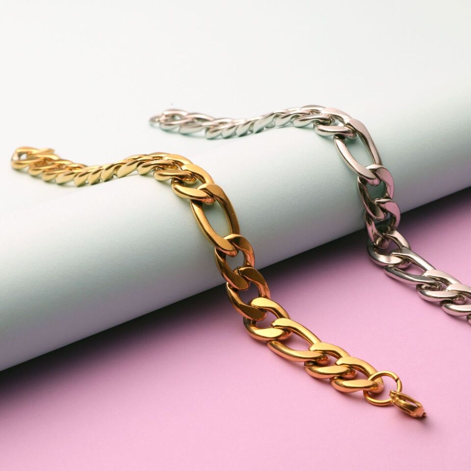 Çelik Zincir Bileklik 21 CmGold