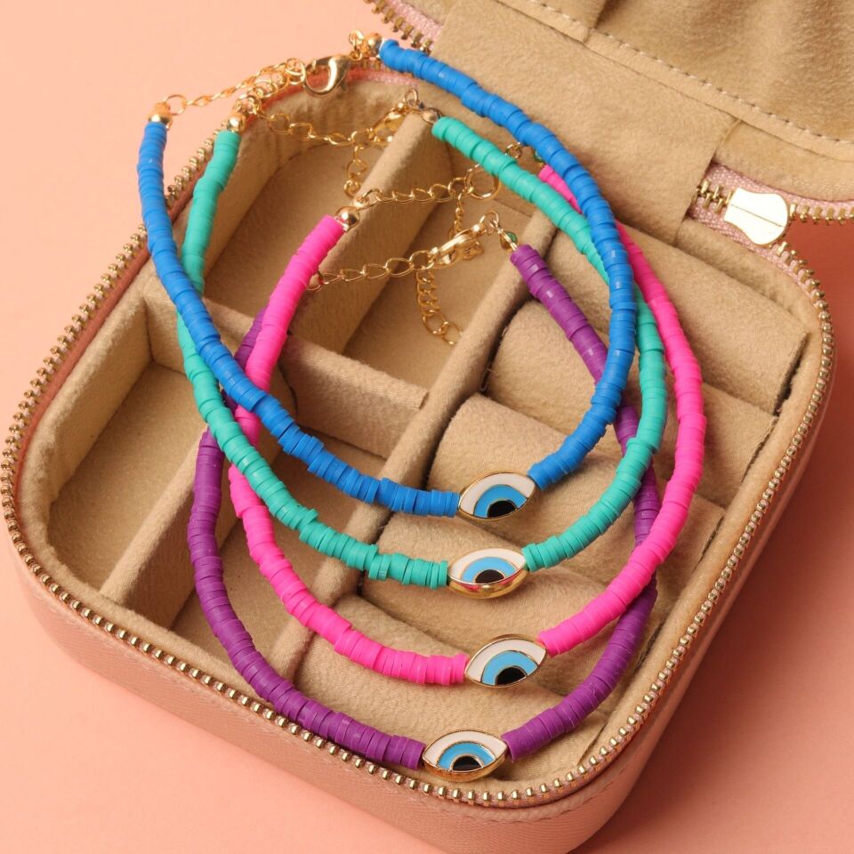 Neesa Fimo Nazar Göz Halhal GoldPembe