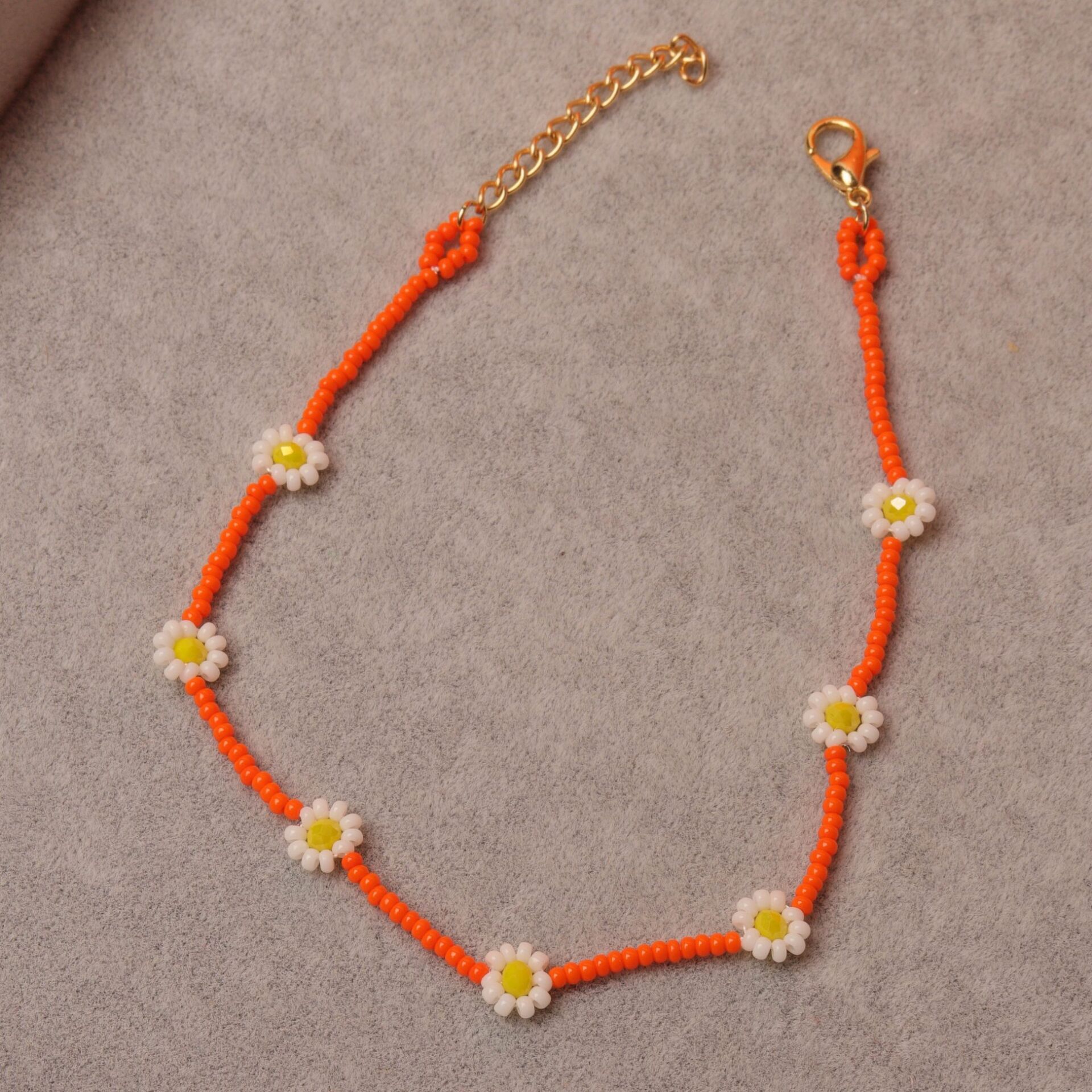 Neesa Sarı Papatya Boncuk HalHal 22,5+3,5 CmTuruncu