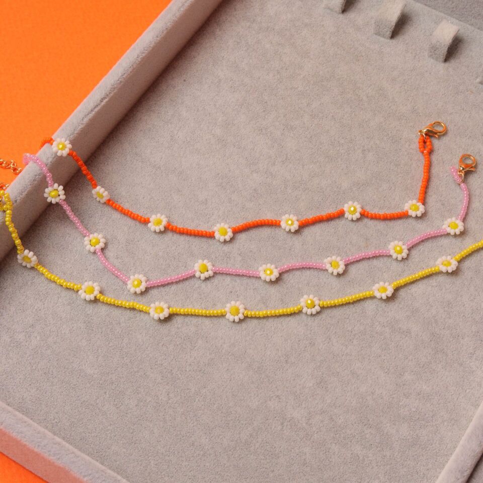 Neesa Sarı Papatya Boncuk HalHal 22,5+3,5 CmTuruncu