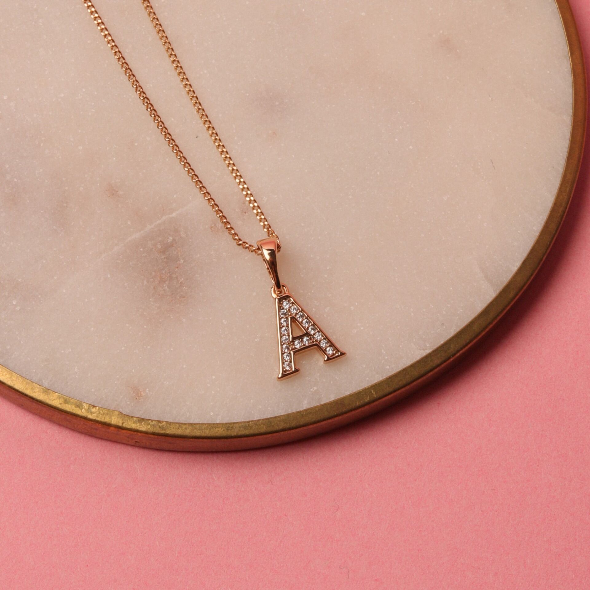 VIP Harf Gold Kolye 45 Cm Zincir A