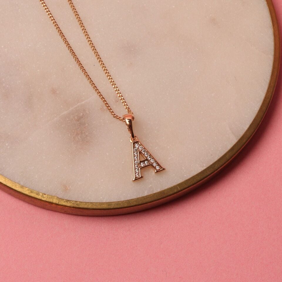 VIP Harf Gold Kolye 45 Cm Zincir A