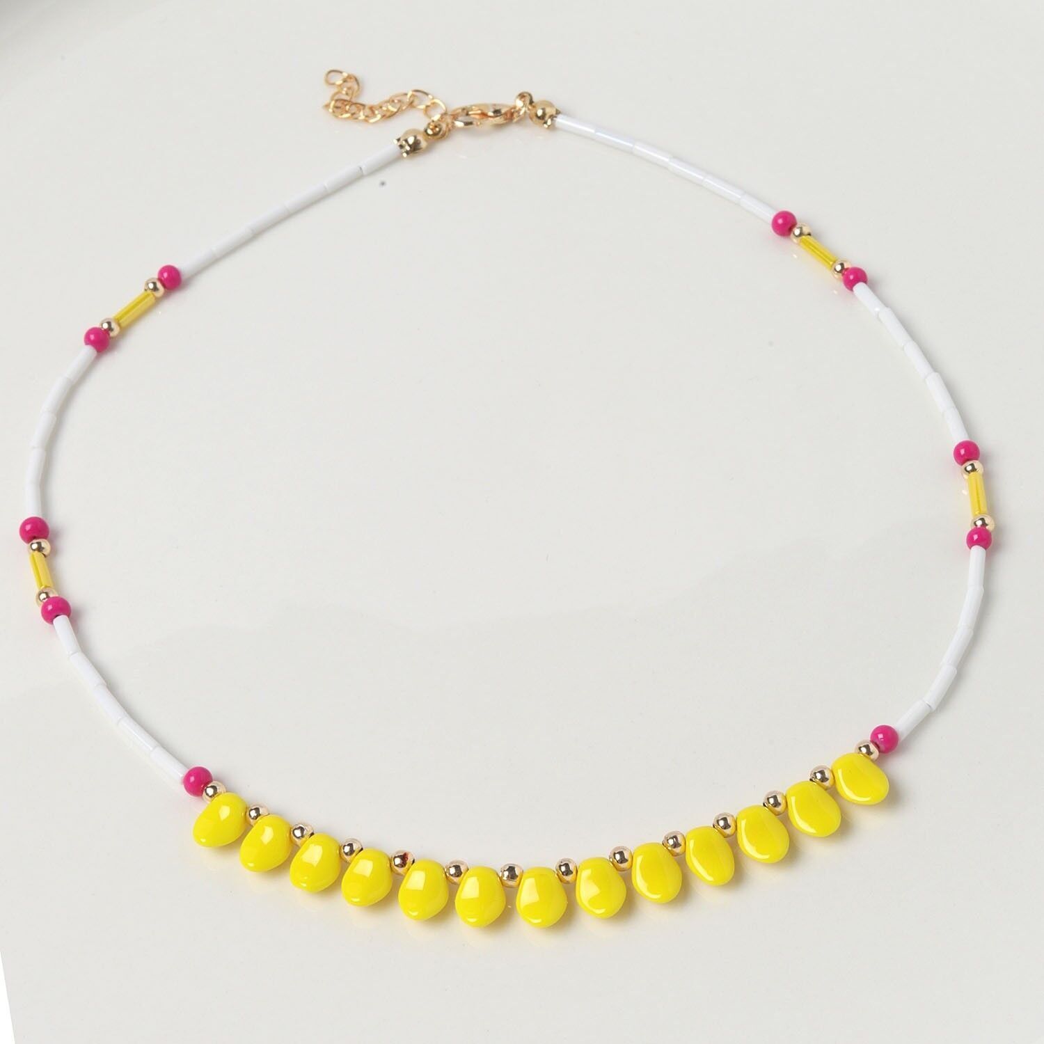 Neesa Boru Boncuklu Diş Model KolyeSarı