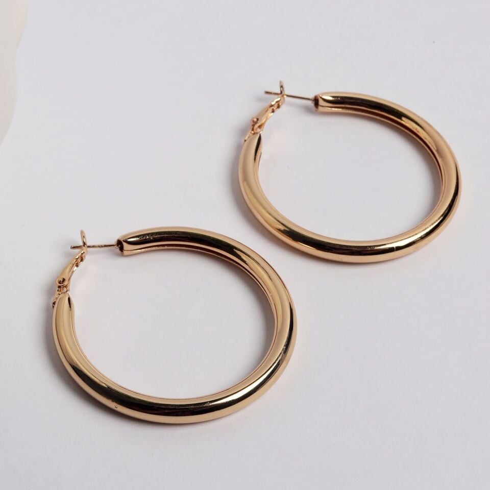 Neesa Özel Seri Kalın Boru Halka küpeGold