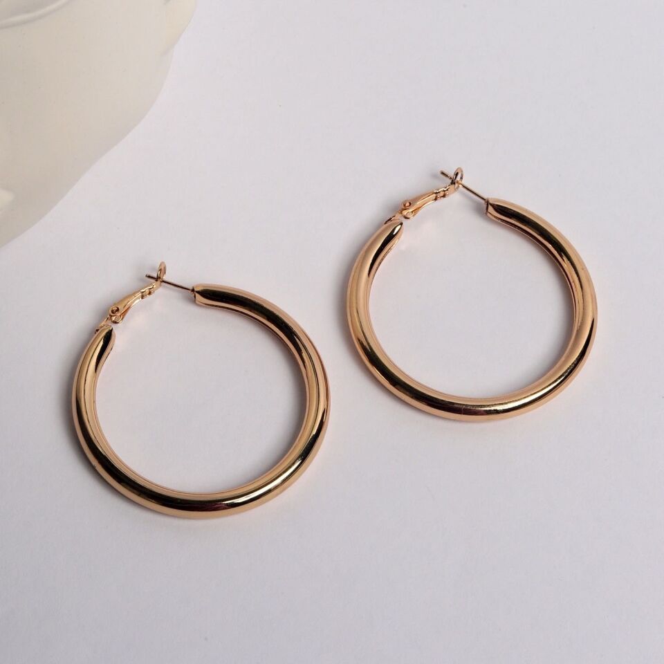 Neesa Özel Seri Kalın Boru Halka küpeGold