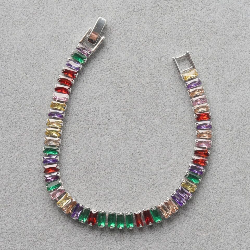 Neesa Özel Seri Baget Taşlı Renkli Kolye / BileklikSilverBileklik