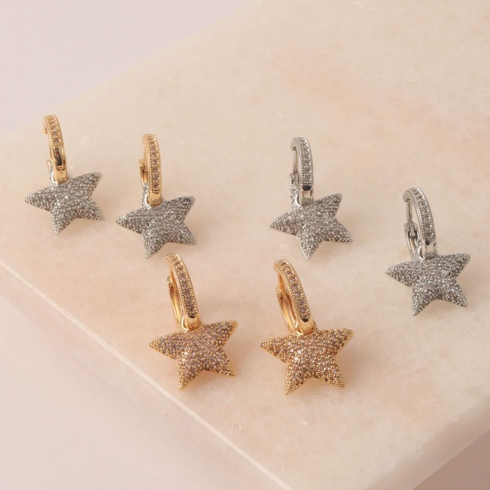 Neesa Özel Seri Zirkon Yıldız KüpeGold Silver-Gold