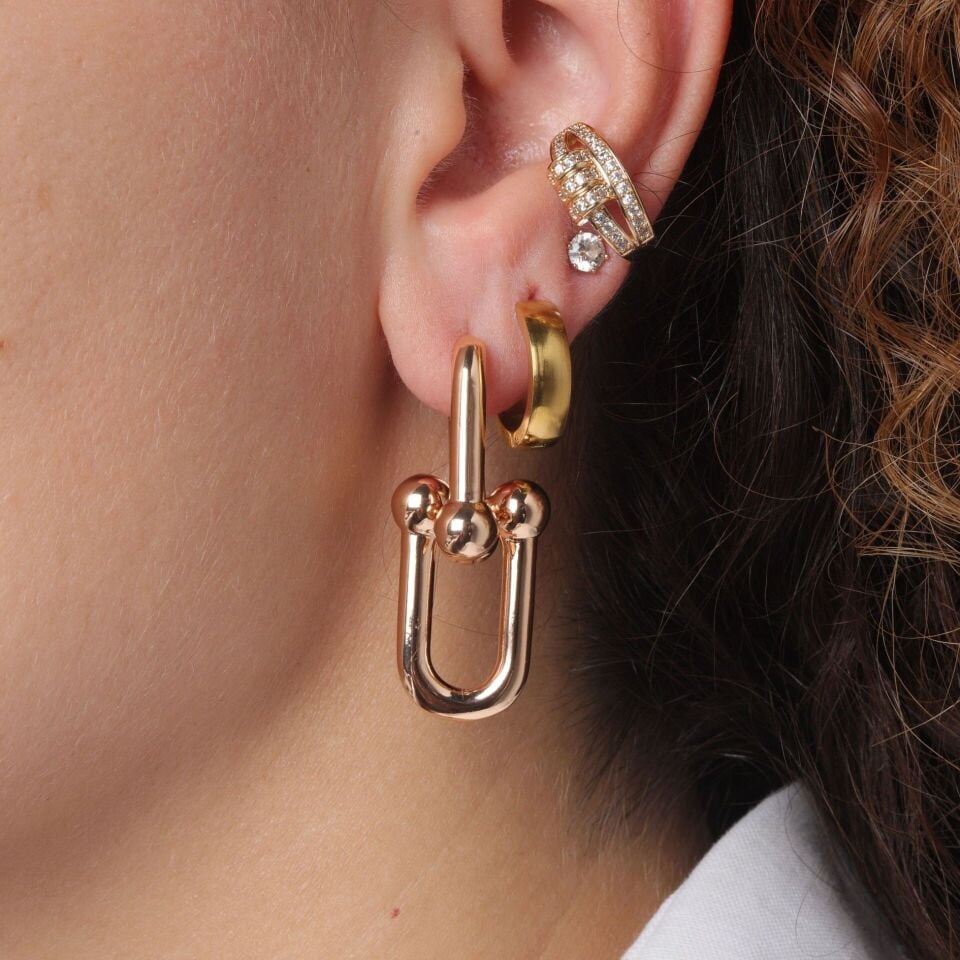 Neesa Marka Model Maxi Boy Özel Seri Küpe Gold