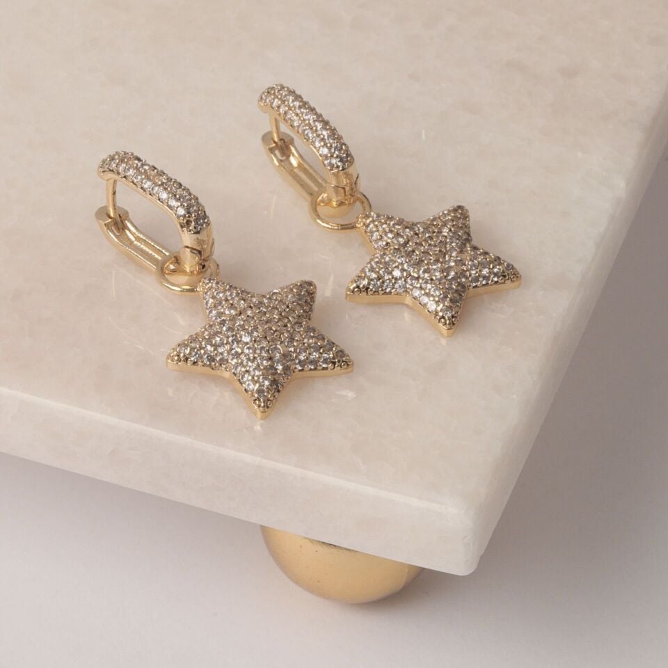 Neesa Özel Seri Zirkon Taşlı Yıldız KüpeGold