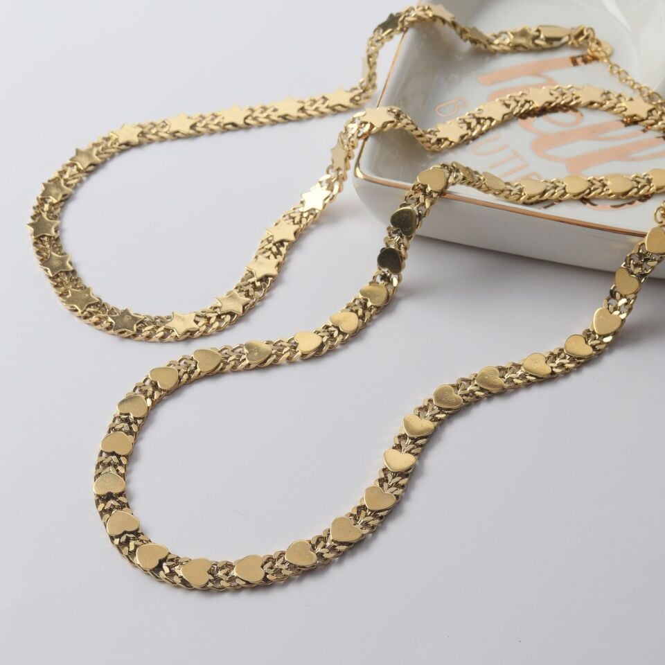 Neesa Çelik Zincir Kolye 45 cmGoldKalp