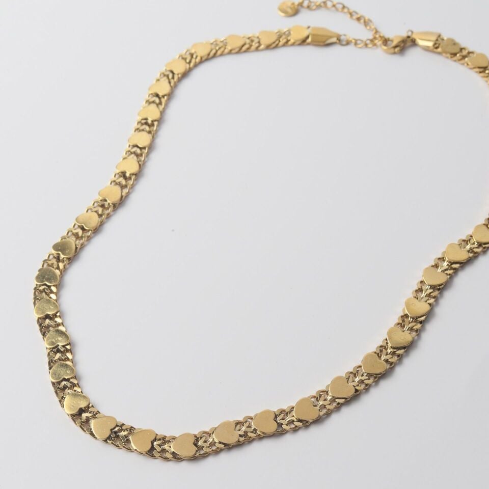 Neesa Çelik Zincir Kolye 45 cmGoldKalp