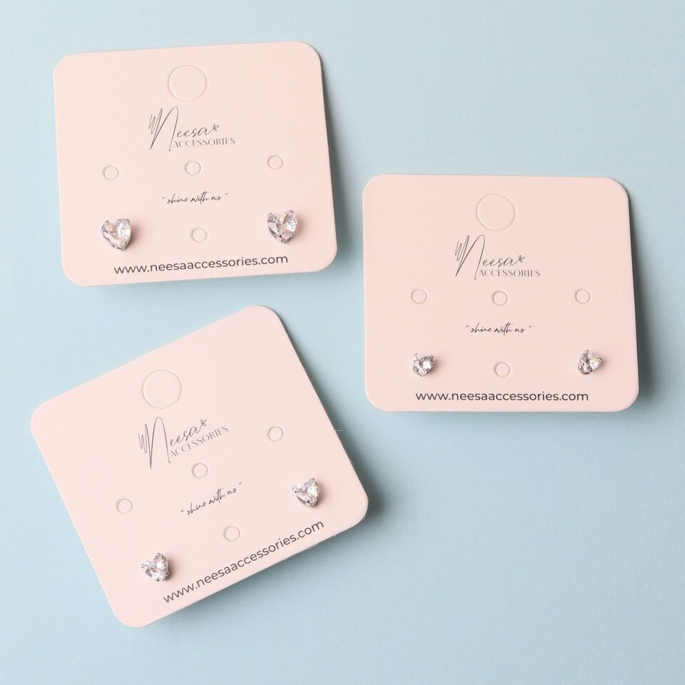 Neesa Çelik Kalp Tek Taş Küpe SilverSilver1