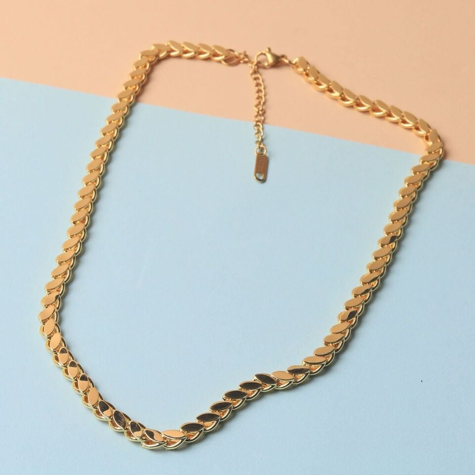 Neesa Çelik Arpa Zincir Kolye GoldGold40+5cm