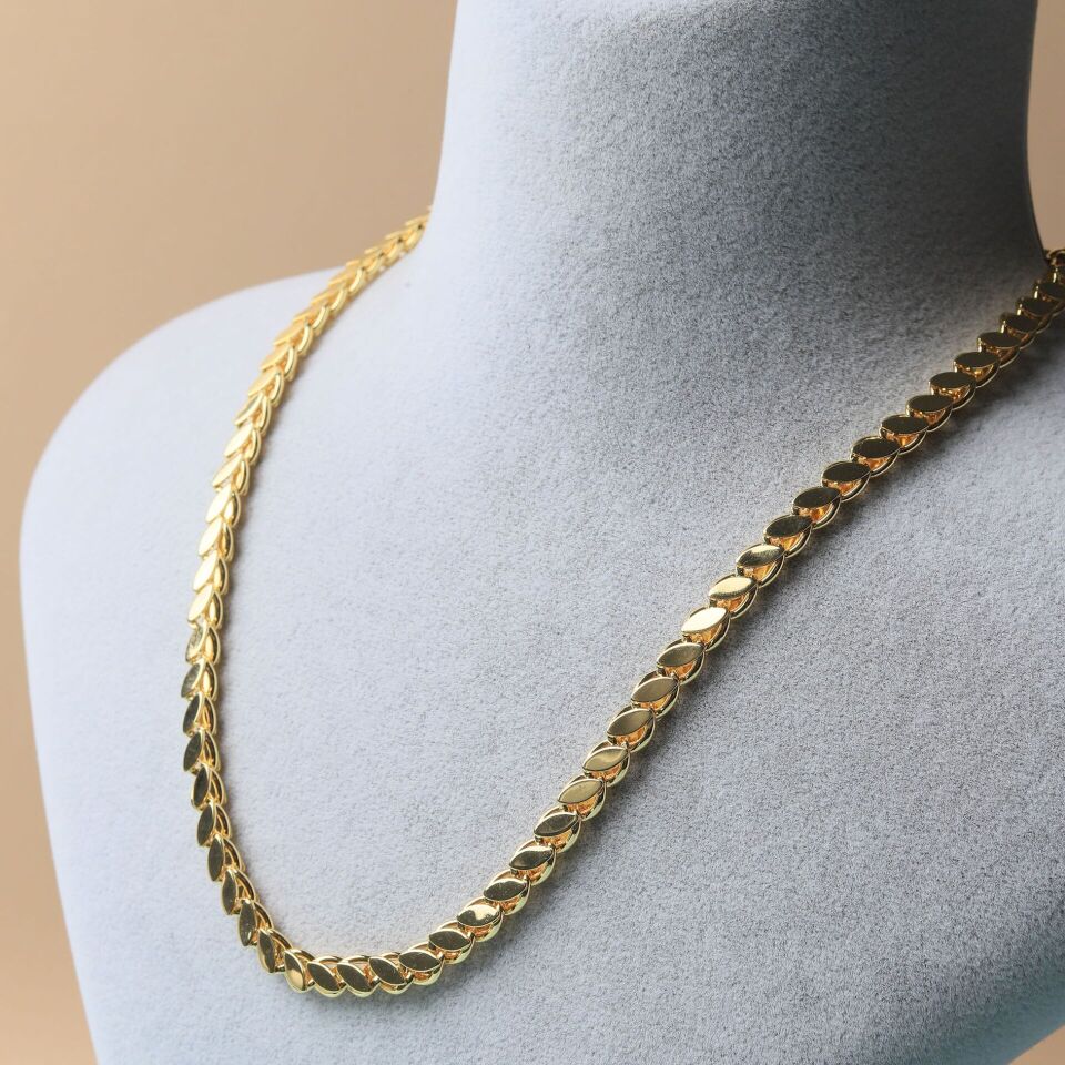 Neesa Çelik Arpa Zincir Kolye GoldGold40+5cm