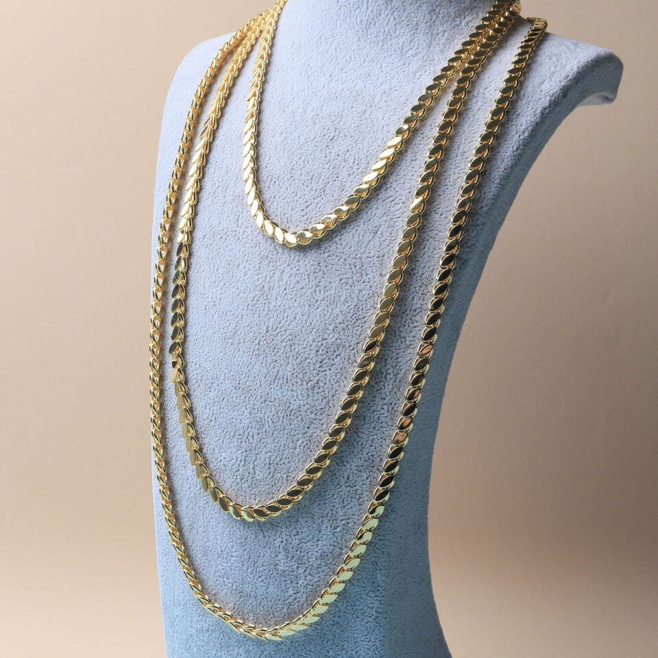 Neesa Çelik Arpa Zincir Kolye GoldGold40+5cm