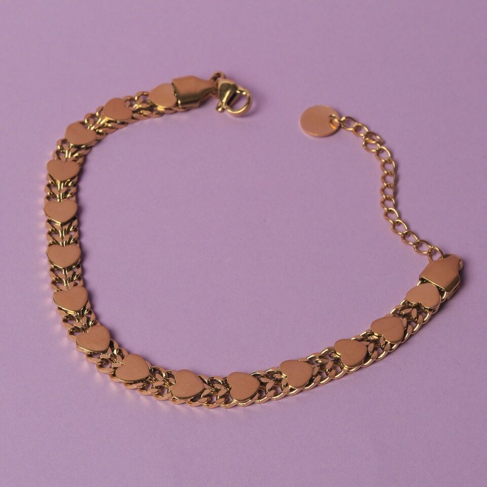 Neesa Çelik Gold Bileklik 18cm+5cmGoldKalp