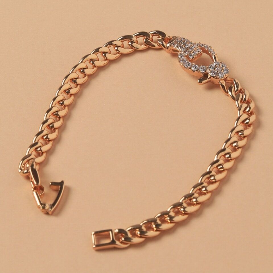 Neesa VIP Zirkon Taşlı Zincir Bileklik 19 cmGold