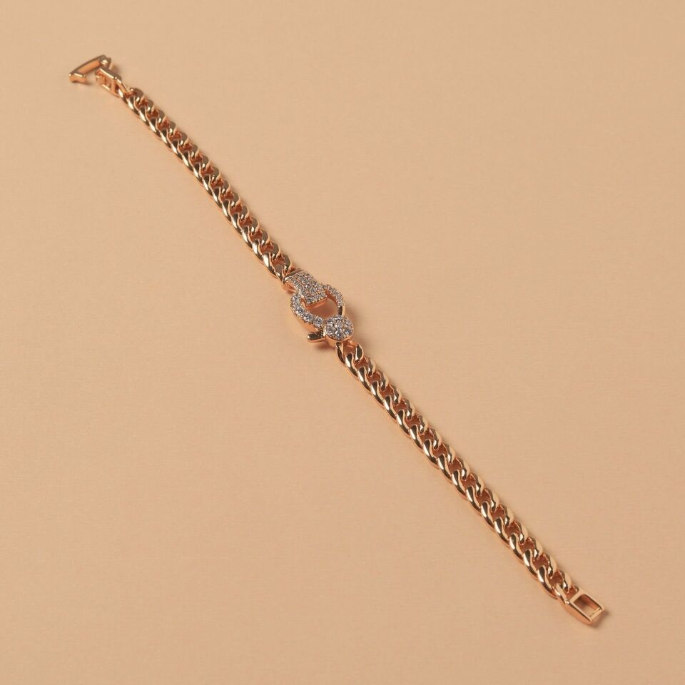 Neesa VIP Zirkon Taşlı Zincir Bileklik 19 cmGold