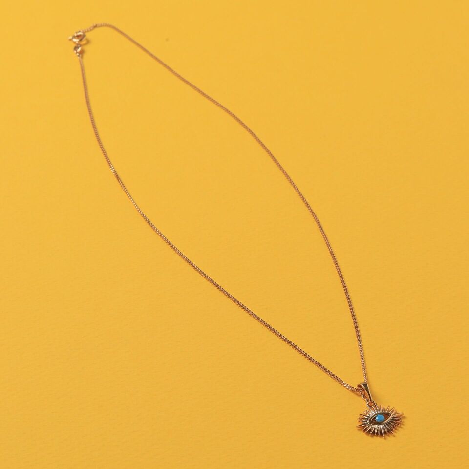 Neesa VIP Gold Nazar Boncuklu Göz Kolye 45 cm Gold