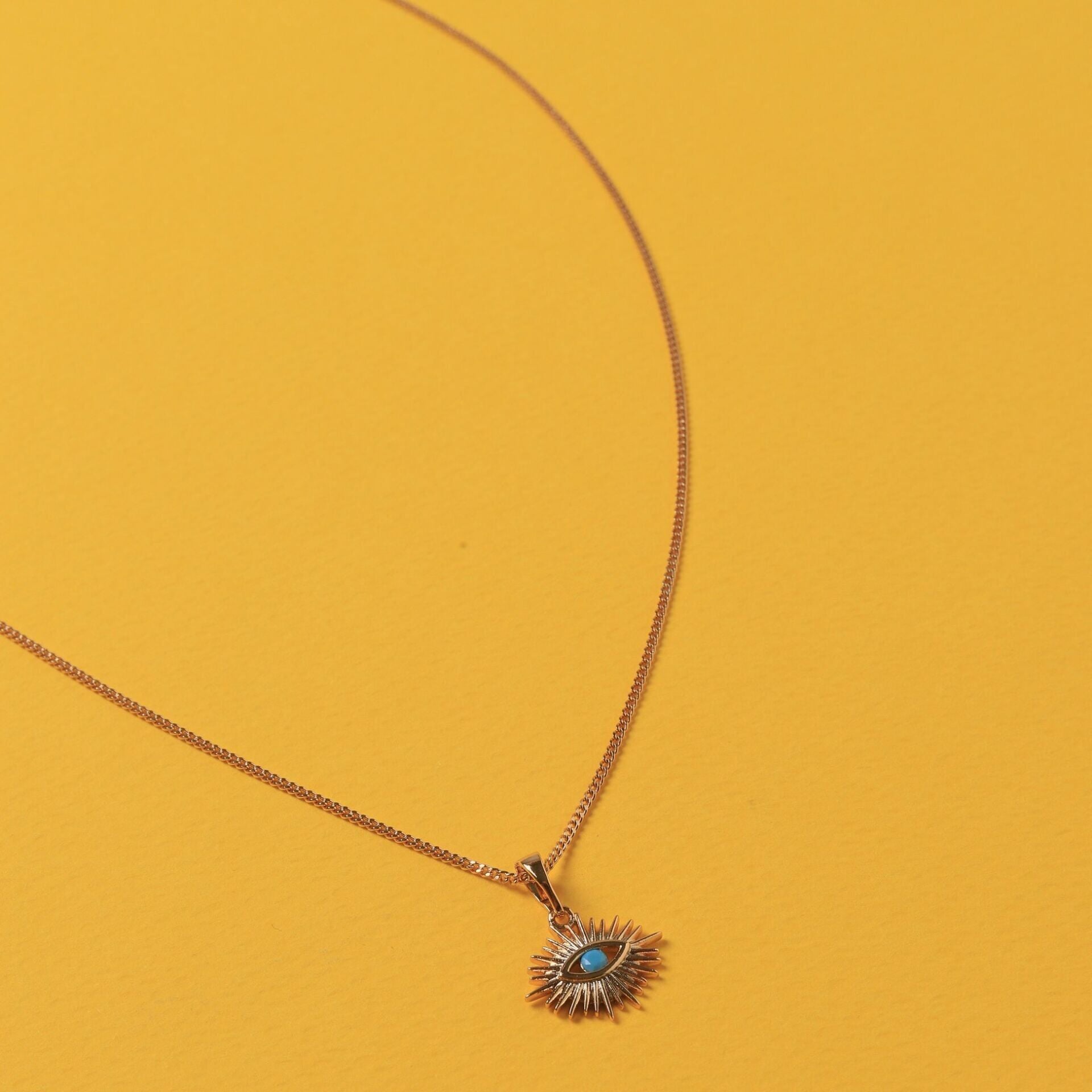 Neesa VIP Gold Nazar Boncuklu Göz Kolye 45 cm Gold