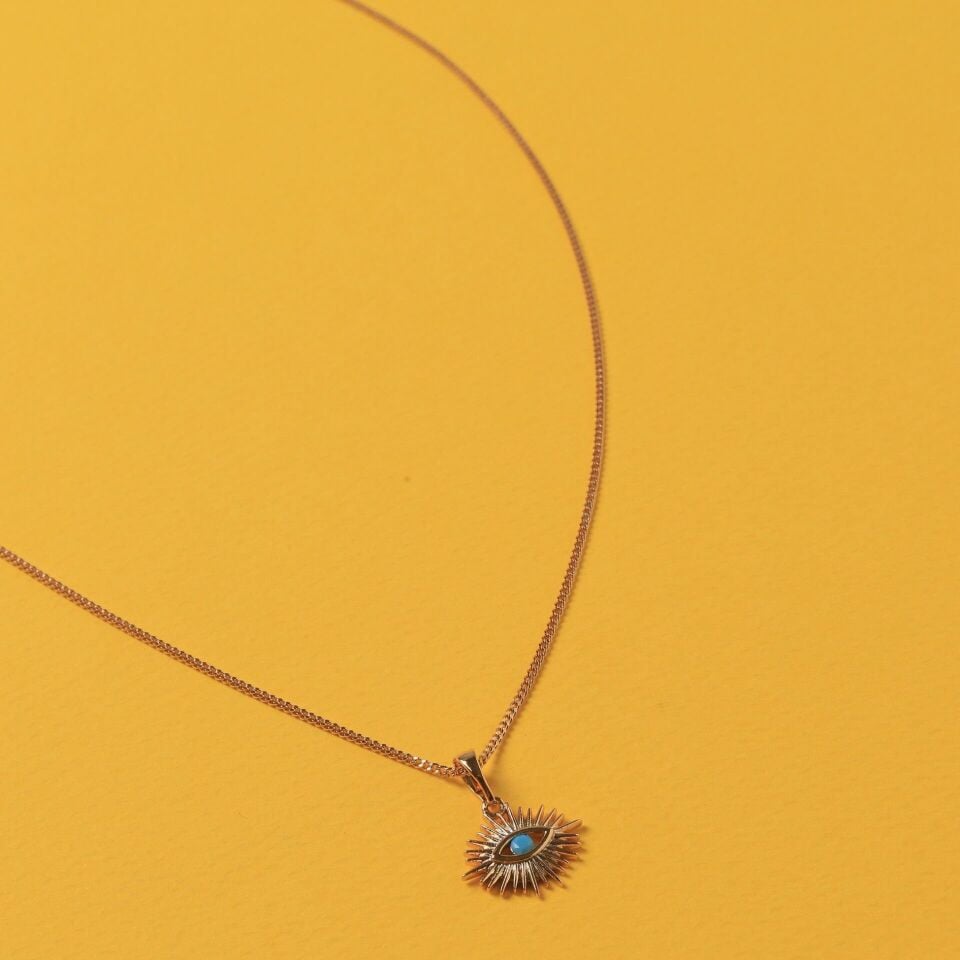 Neesa VIP Gold Nazar Boncuklu Göz Kolye 45 cm Gold